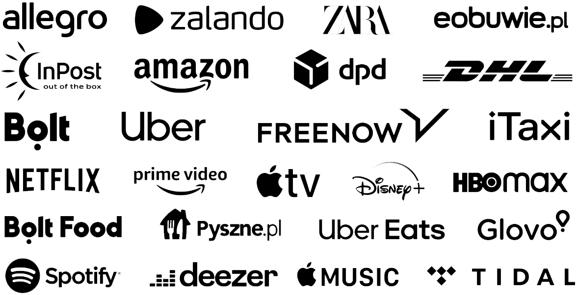 Logotypy firm przewozowych i aplikacji typu on-demand